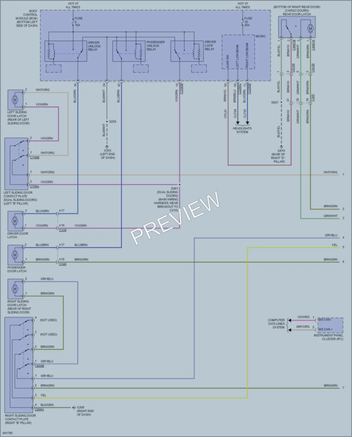 2016 Ford 350HDTransit Power Door Locks wiring diagram preview