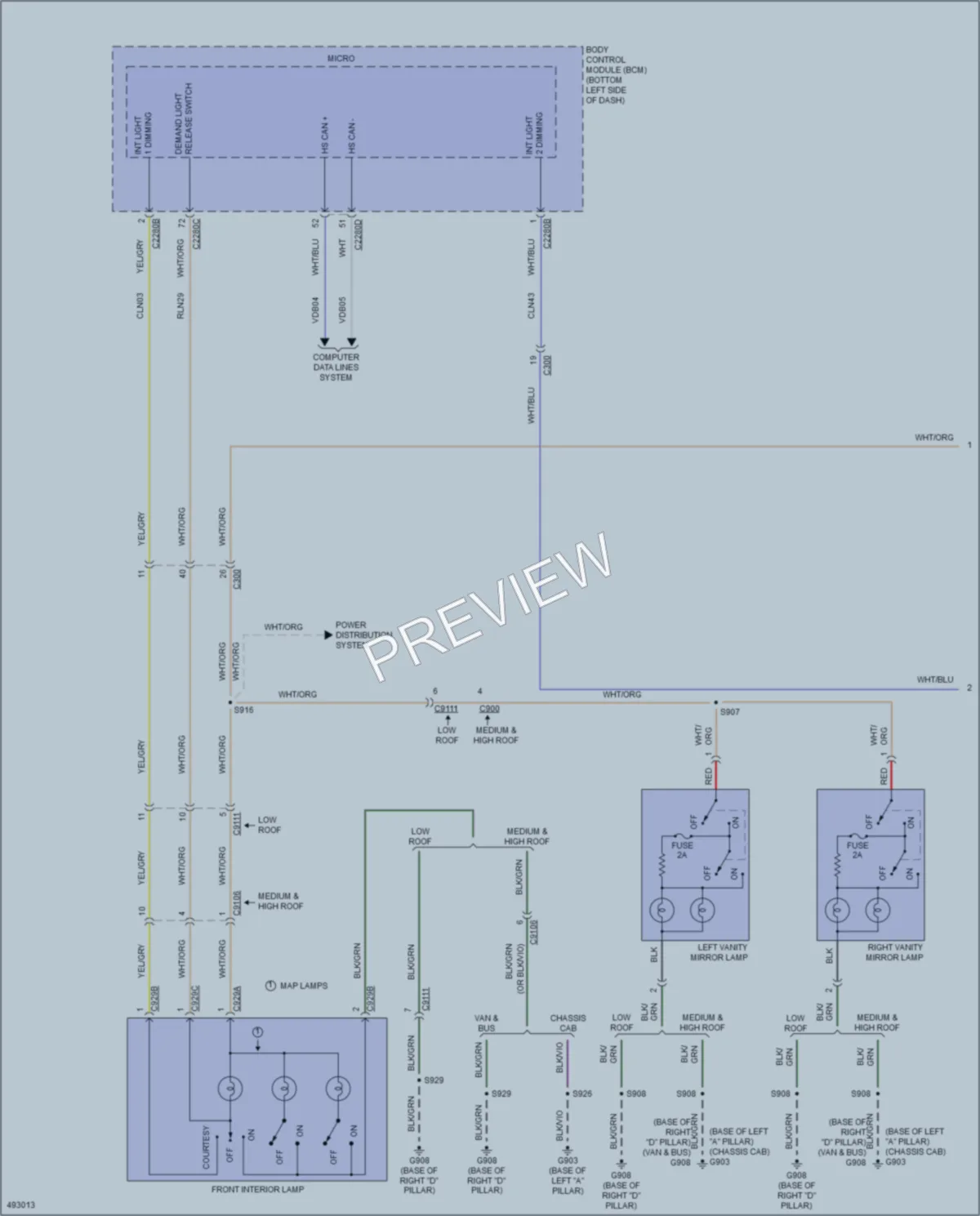 2016 Ford 350Transit Interior Lights wiring diagram preview