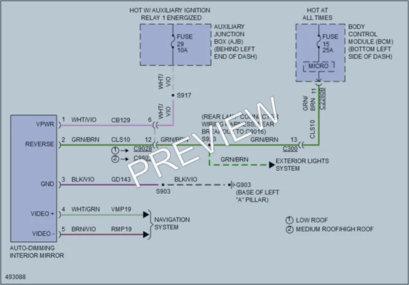 2016 Ford 350Transit Power Mirrors wiring diagram preview
