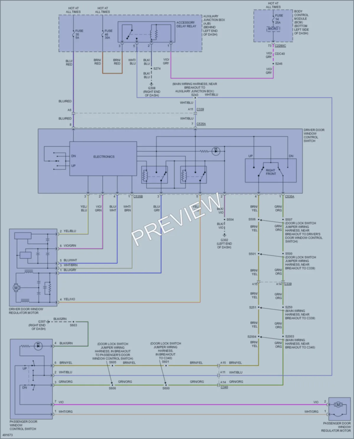 2016 Ford 350Transit Power Windows wiring diagram preview