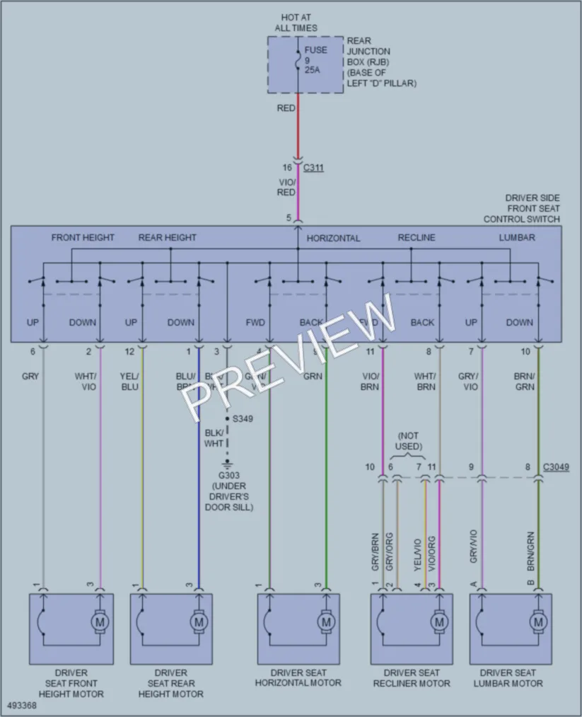 2016 Ford CMaxEnergi Power Seats wiring diagram preview