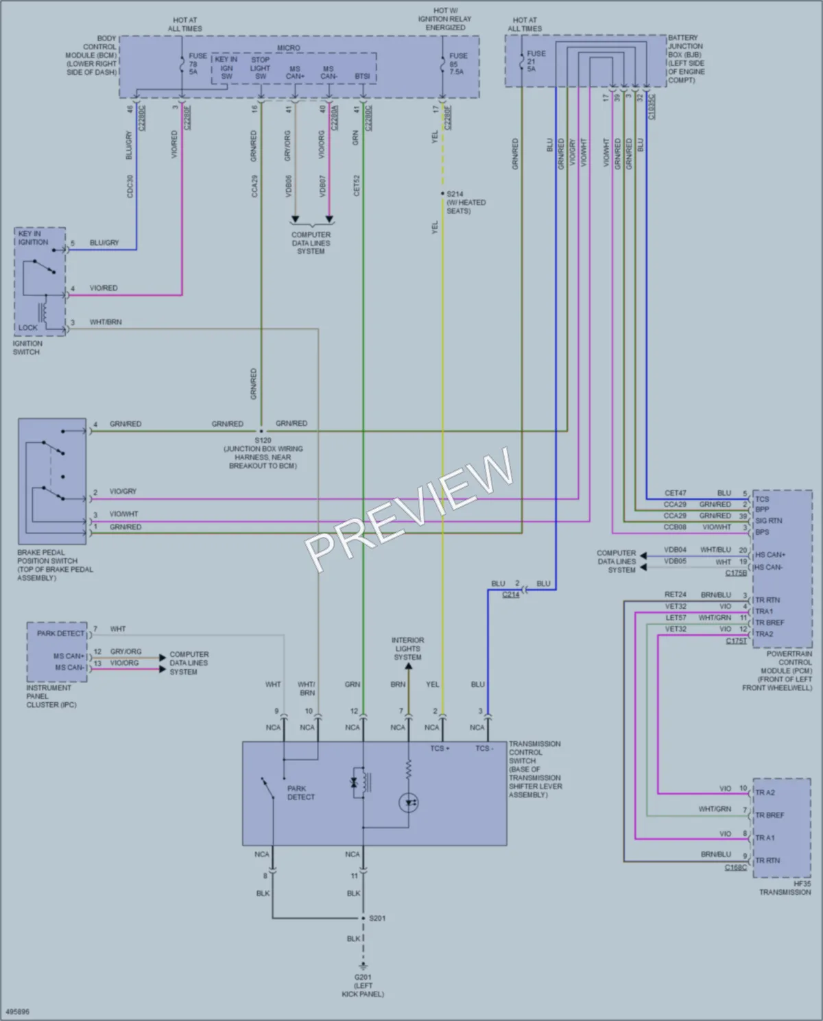 2016 Ford CMaxEnergi Shift Interlock wiring diagram preview
