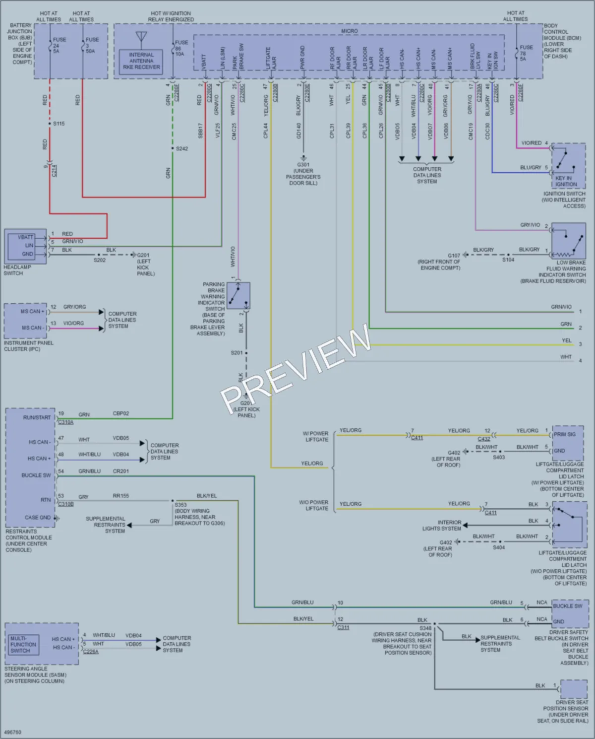2016 Ford CMaxEnergi Warning Systems wiring diagram preview