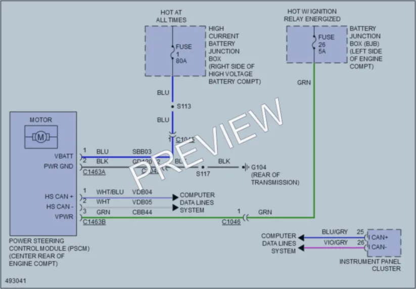 2016 Ford CMaxHybrid Electronic Power Steering wiring diagram preview