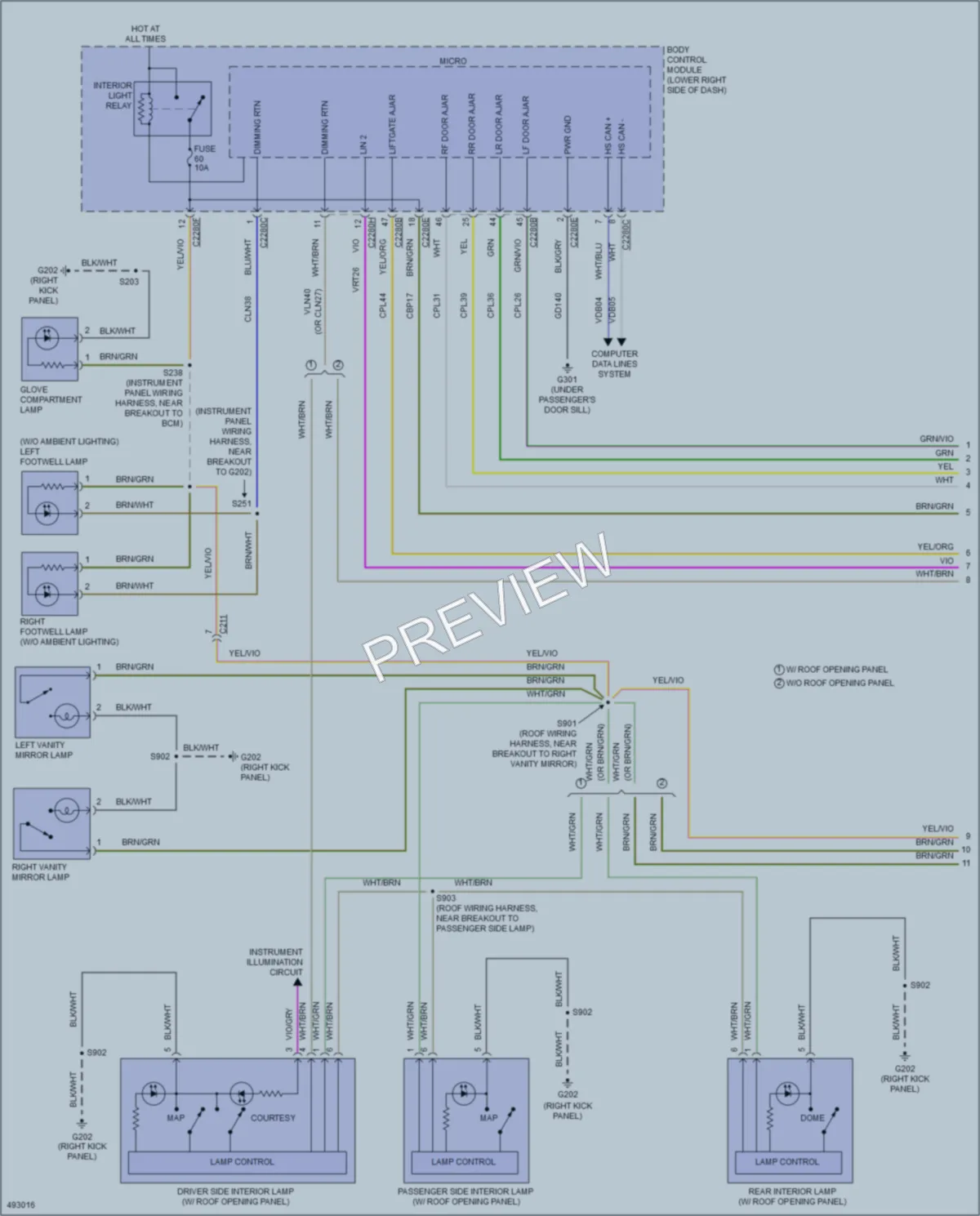 2016 Ford CMaxHybrid Interior Lights wiring diagram preview