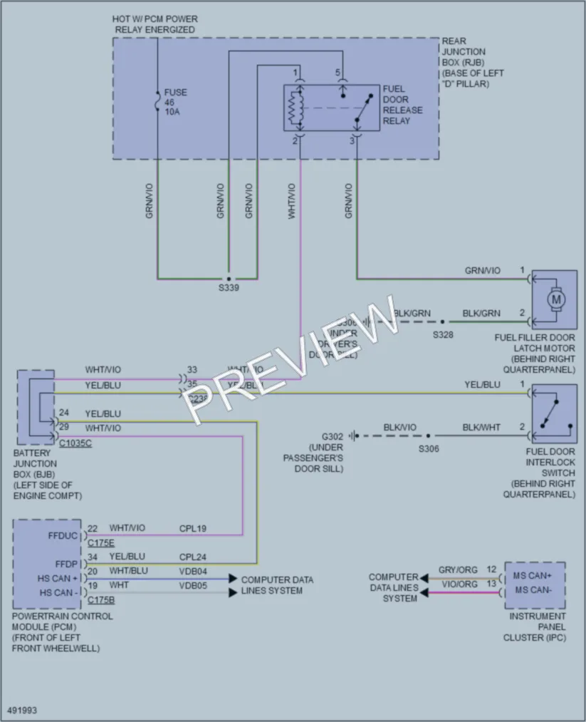 2016 Ford CMaxHybrid Trunk Tailgate Fuel Door wiring diagram preview