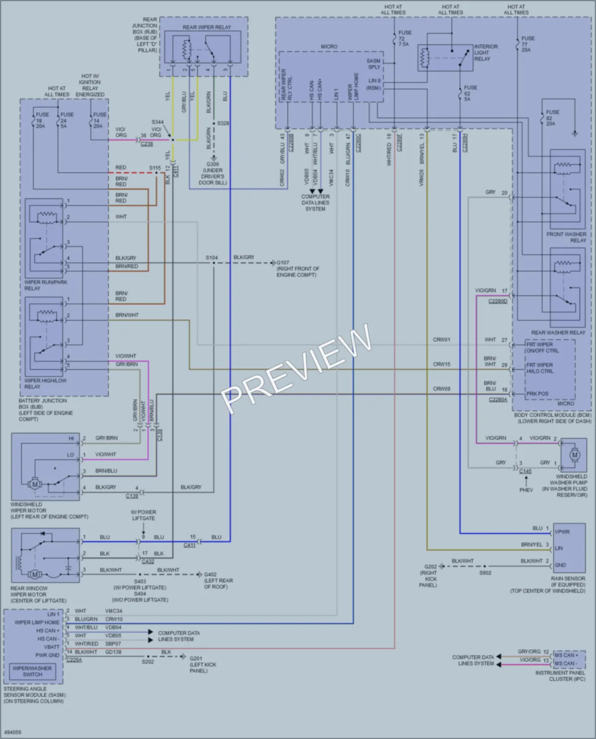 2016 Ford CMaxHybrid Wiper Washer wiring diagram preview