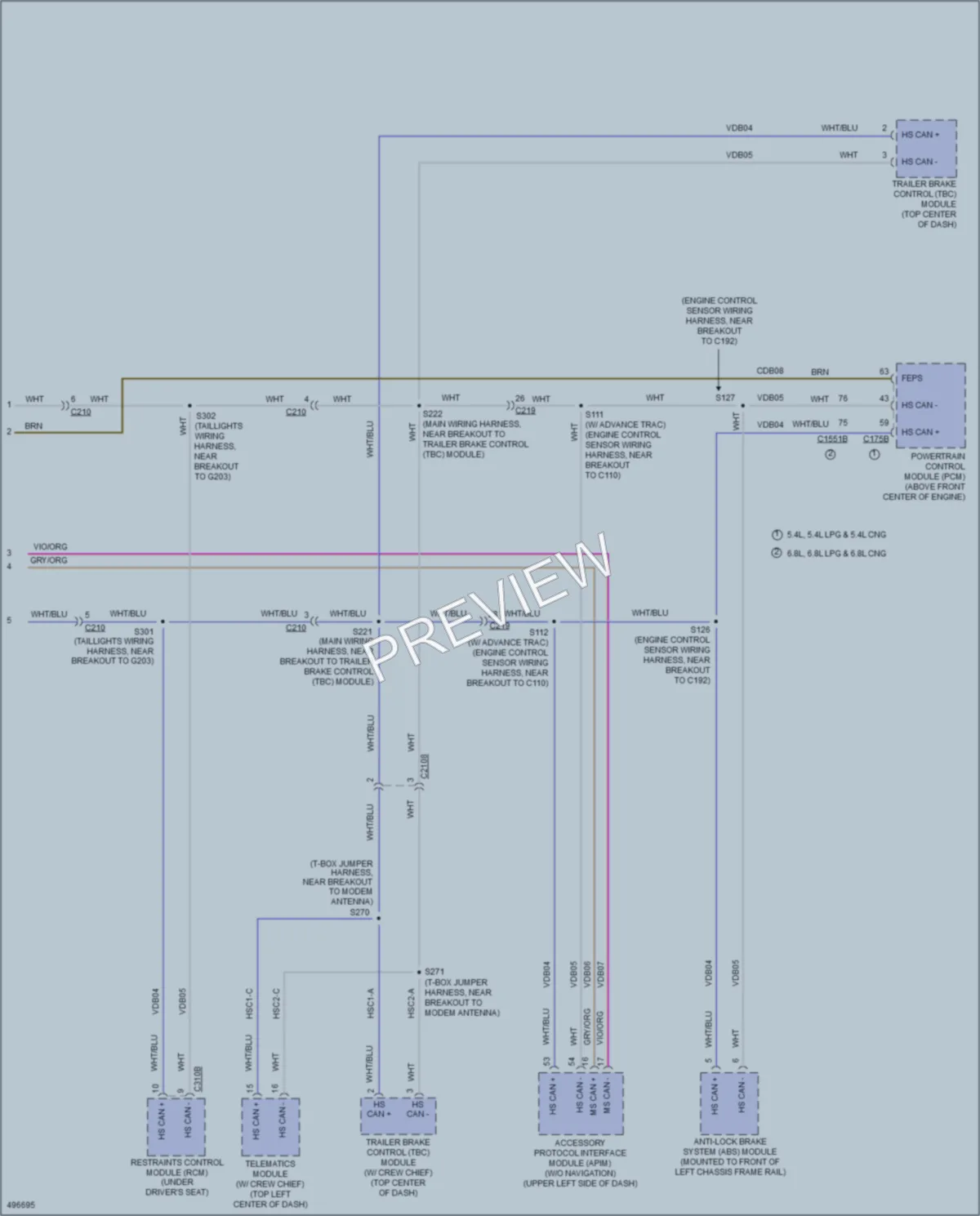 2016 Ford E350Econoline Computer Data Lines wiring diagram preview