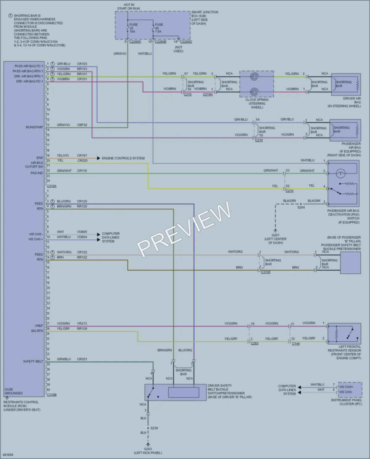 2016 Ford E350Econoline Supplemental Restraints wiring diagram preview