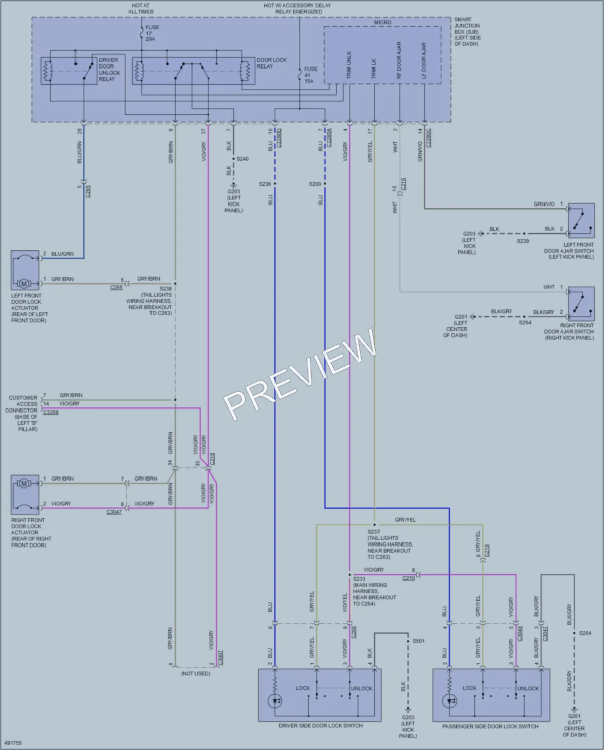 2016 Ford E450Econoline Power Door Locks wiring diagram preview