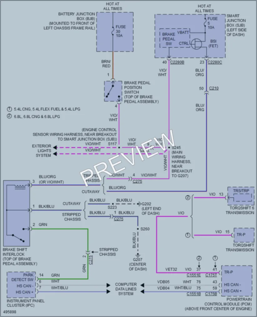 2016 Ford E450Econoline Shift Interlock wiring diagram preview
