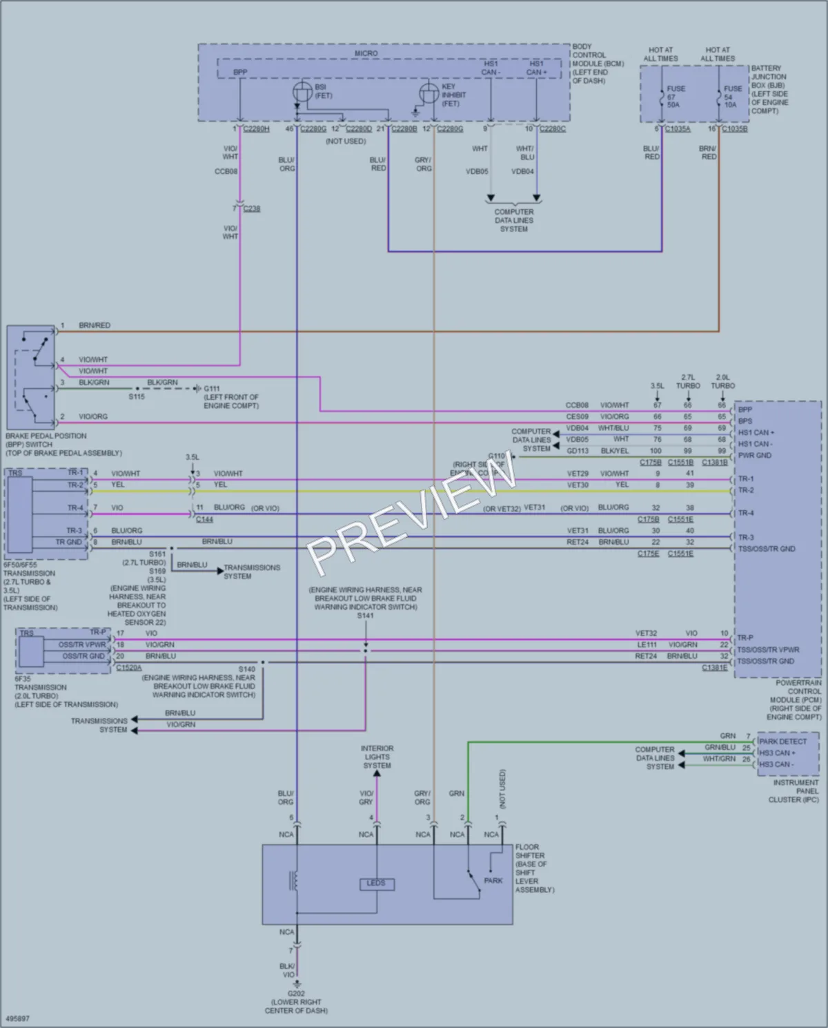 2016 Ford Edge Shift Interlock wiring diagram preview