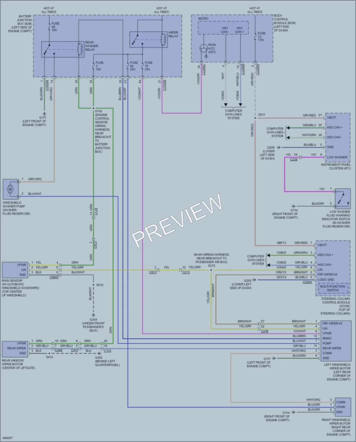 2016 Ford Edge Wiper Washer wiring diagram preview