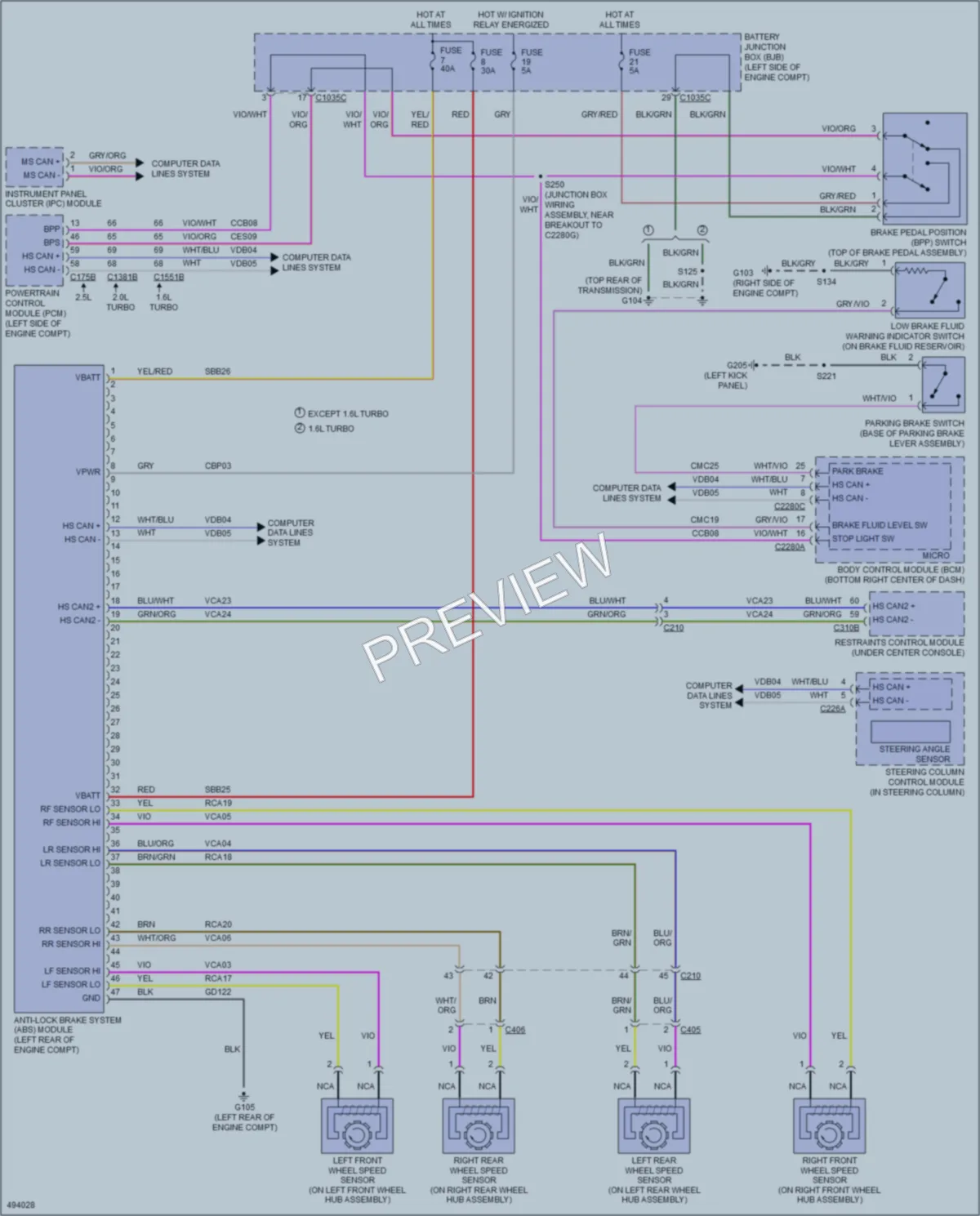 2016 Ford Escape Anti Lock Brakes wiring diagram preview