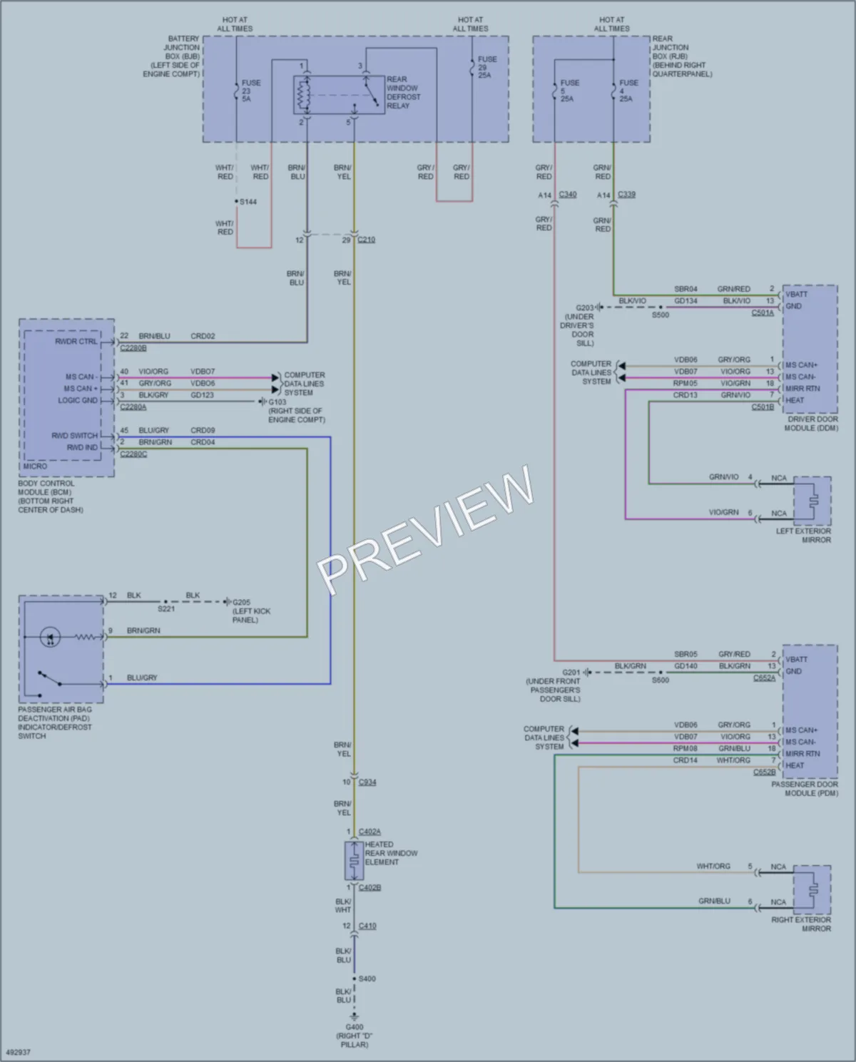 2016 Ford Escape Defoggers wiring diagram preview