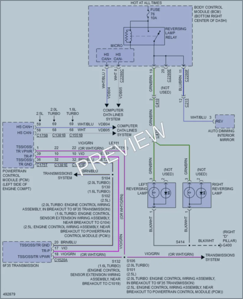 2016 Ford Escape Exterior Lights wiring diagram preview