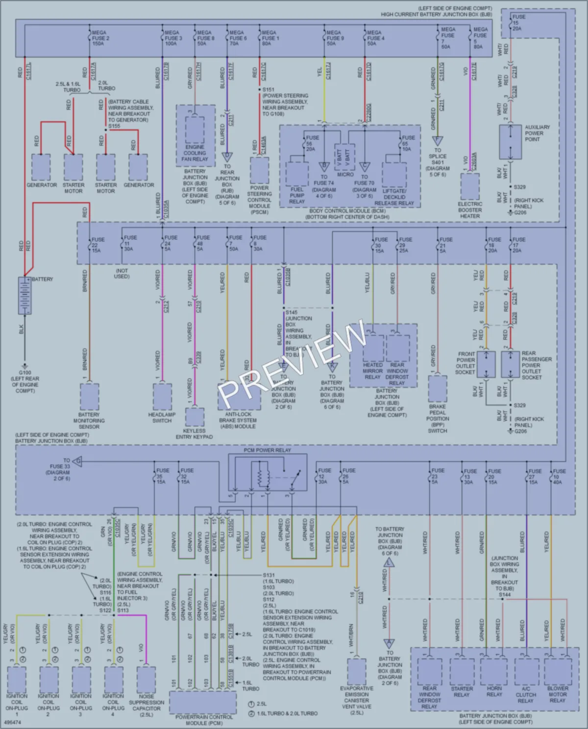 2016 Ford Escape Power Distribution wiring diagram preview