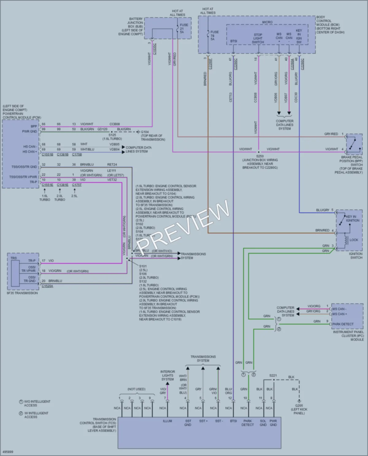 2016 Ford Escape Shift Interlock wiring diagram preview