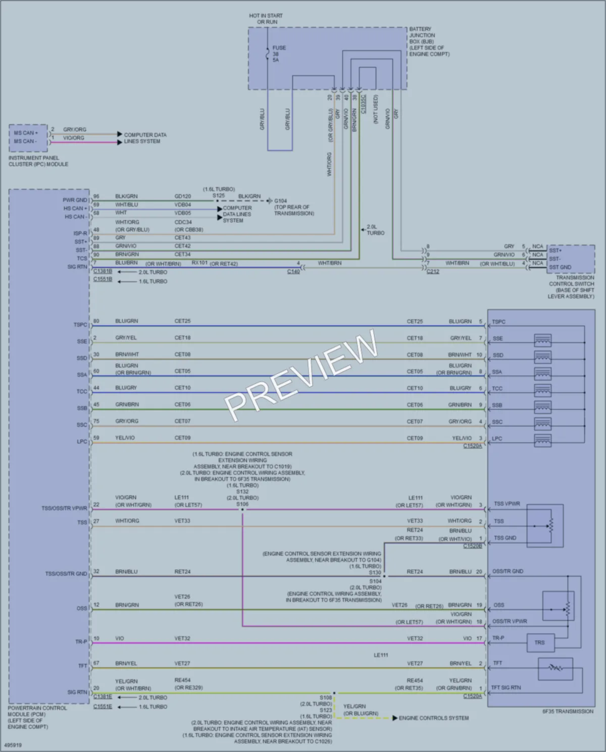 2016 Ford Escape Transmission wiring diagram preview