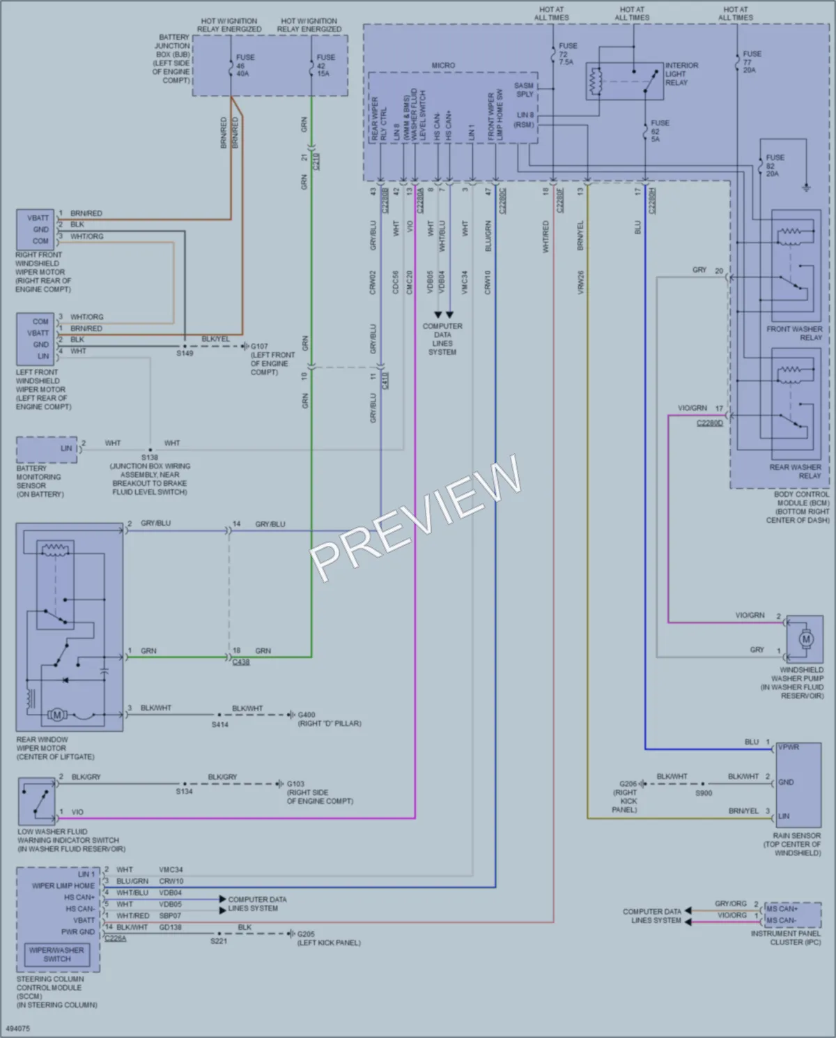 2016 Ford Escape Wiper Washer wiring diagram preview