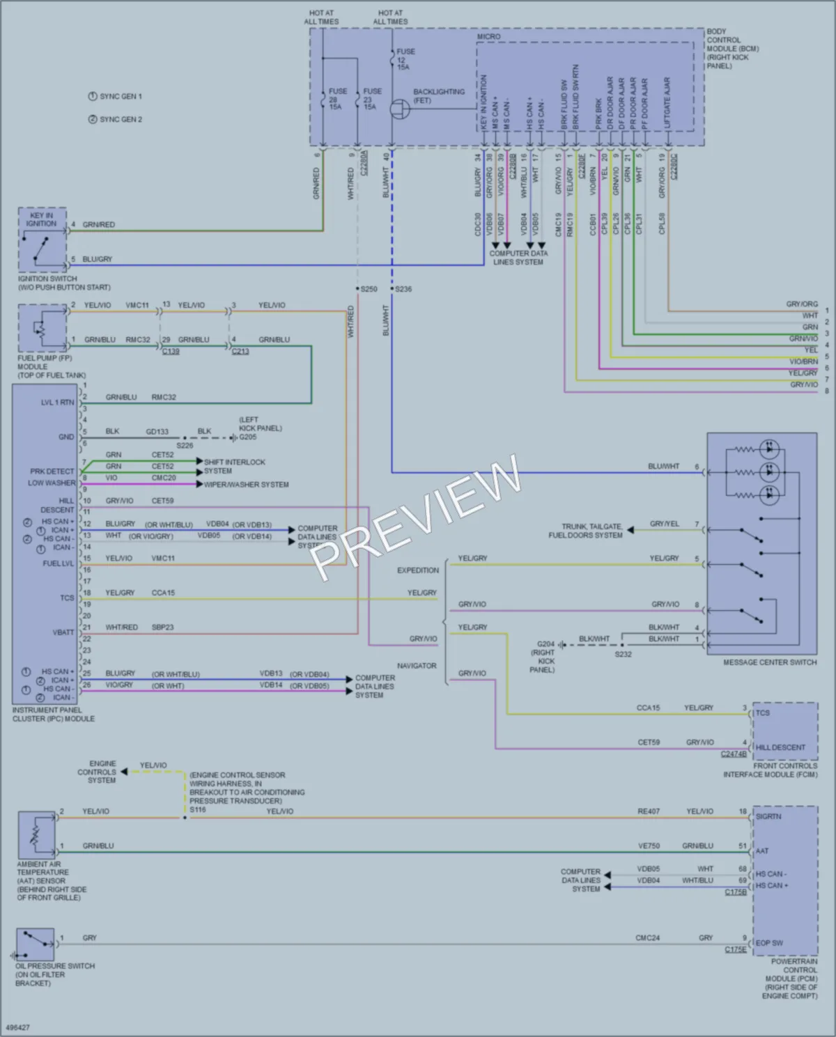 2016 Ford ExpeditionEL Instrument Cluster wiring diagram preview