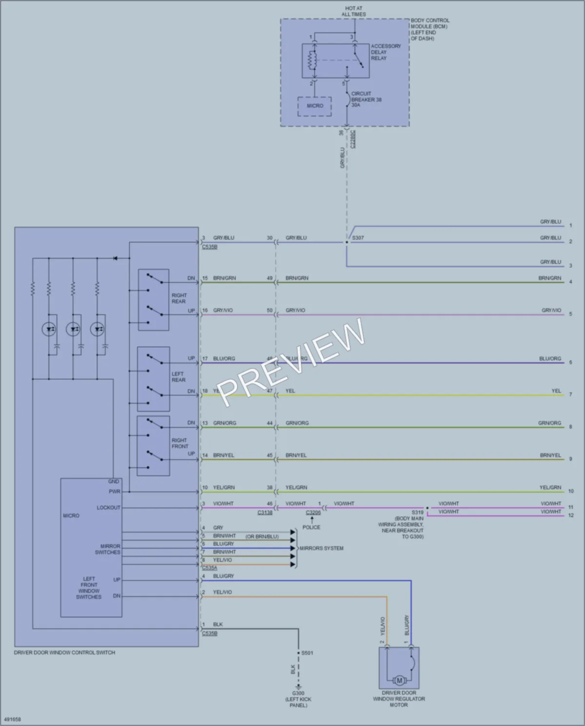 2016 Ford Explorer Power Windows wiring diagram preview