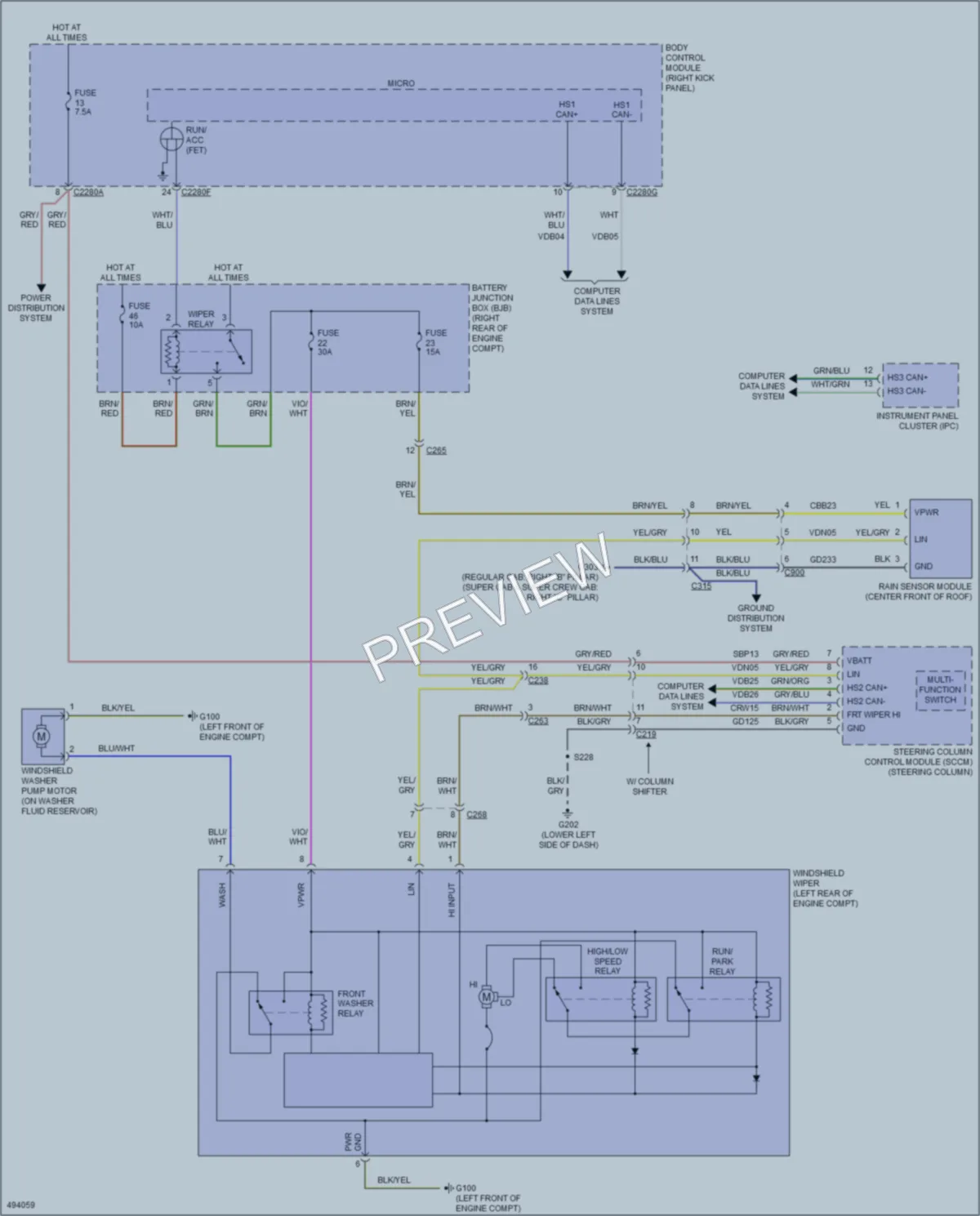 2016 Ford F150 Wiper Washer wiring diagram preview