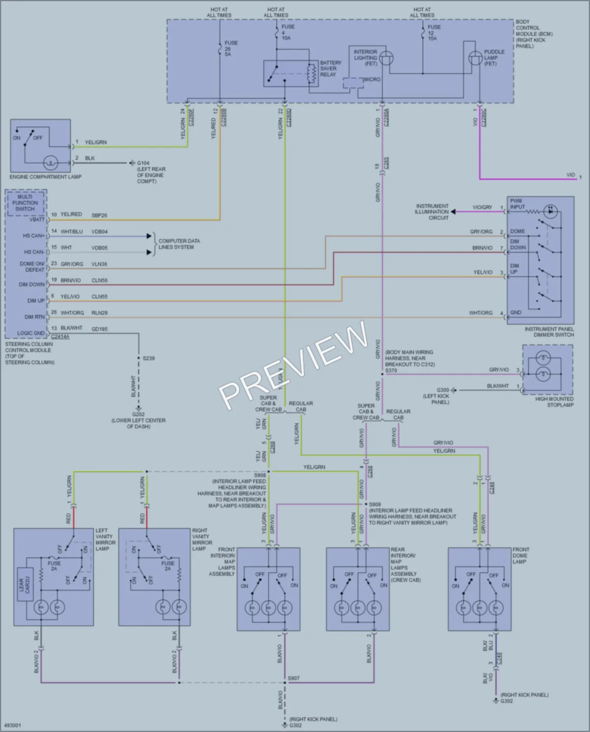 2016 Ford F250SuperDuty Interior Lights wiring diagram preview