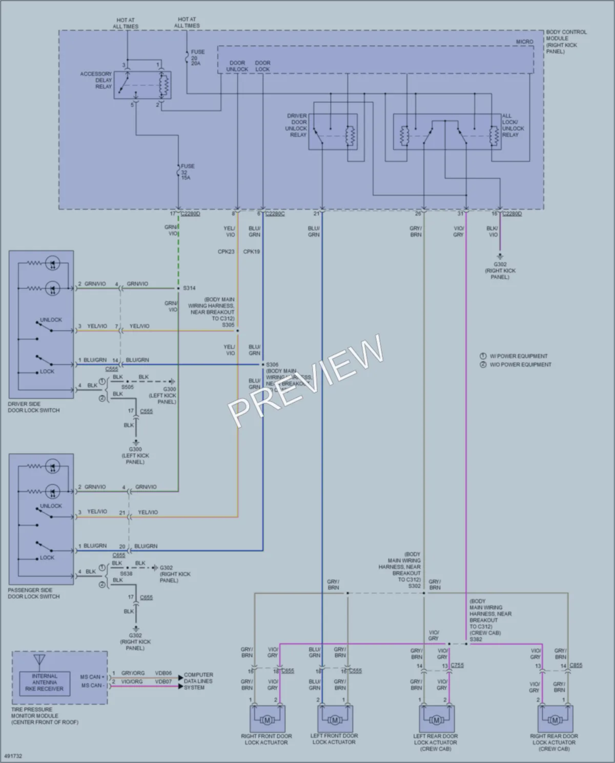 2016 Ford F250SuperDuty Power Door Locks wiring diagram preview