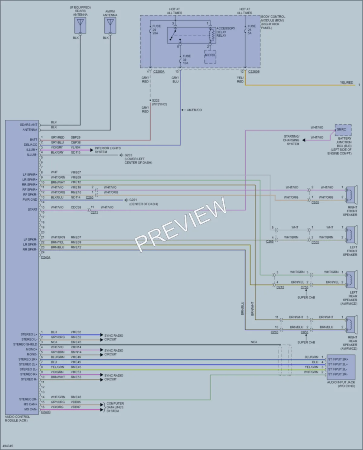 2016 Ford F250SuperDuty Radio wiring diagram preview