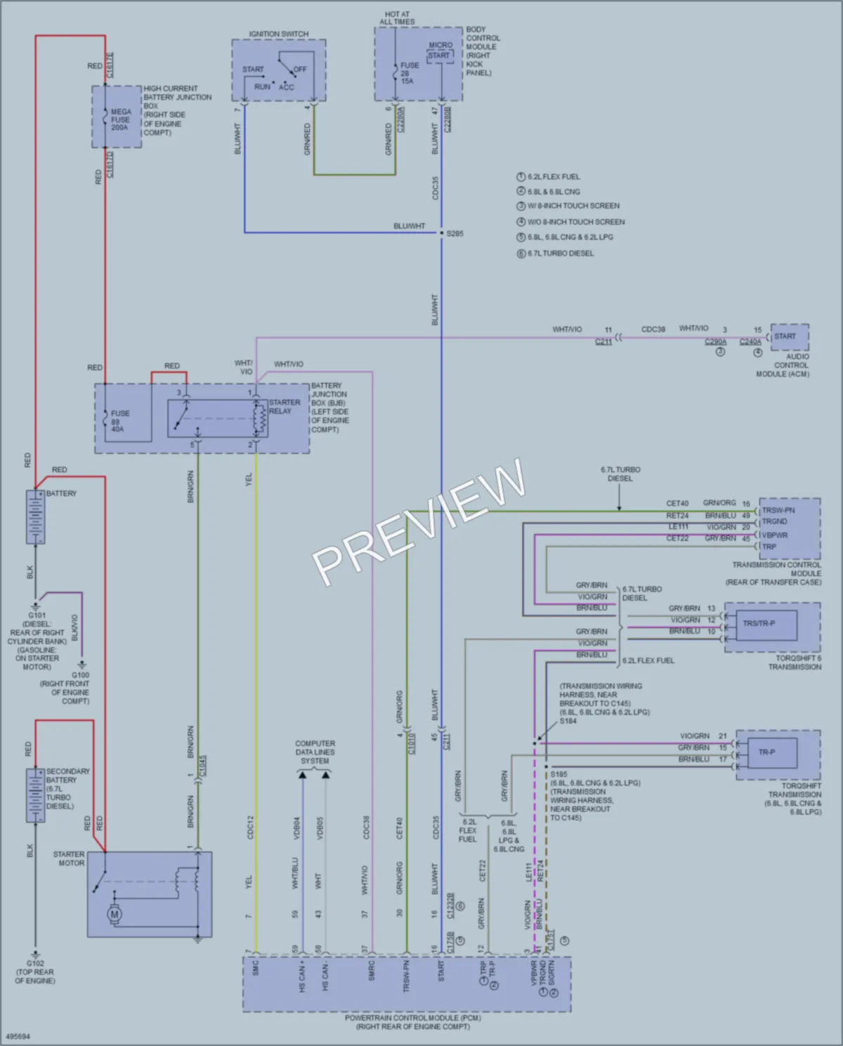 2016 Ford F250SuperDuty Starting Charging wiring diagram preview