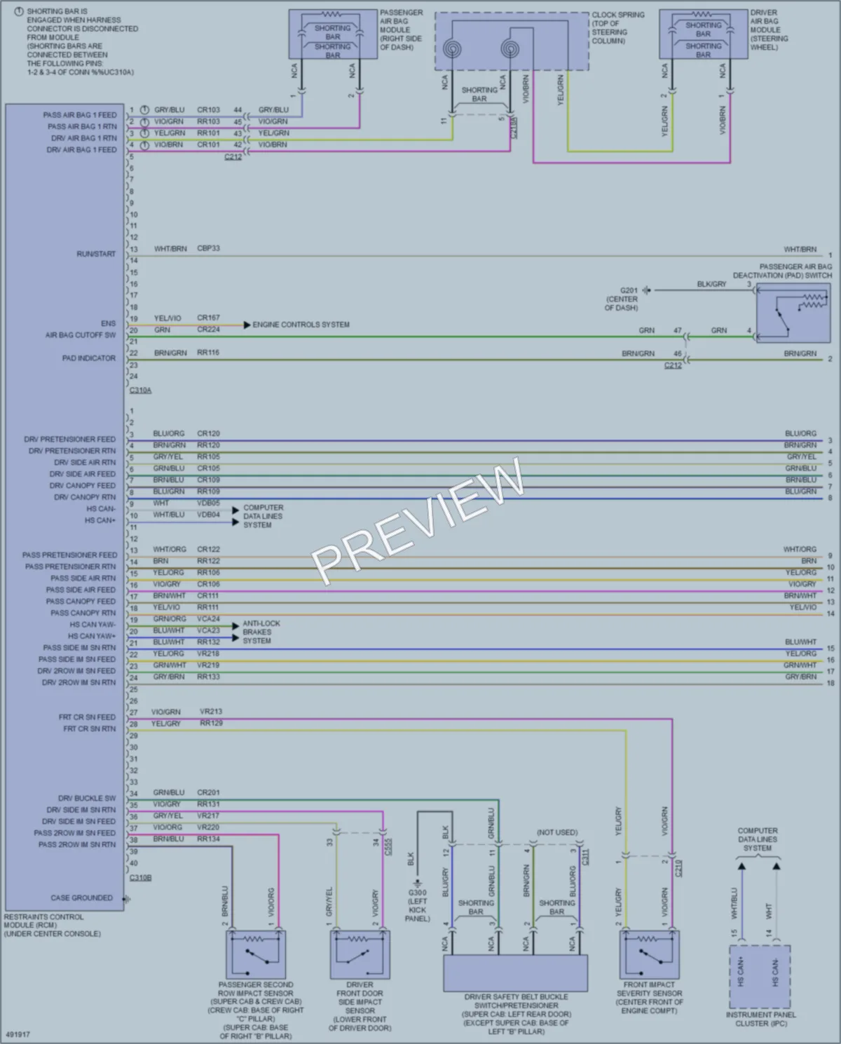 2016 Ford F250SuperDuty Supplemental Restraints wiring diagram preview