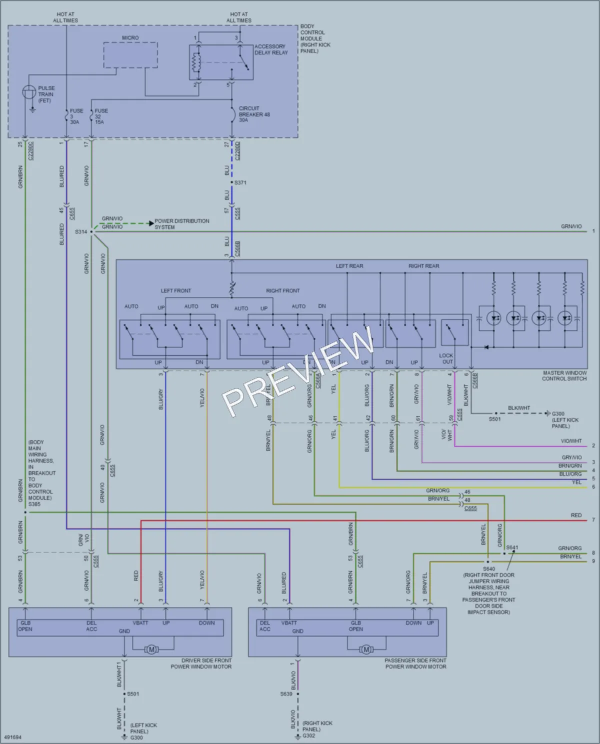 2016 Ford F450SuperDuty Power Windows wiring diagram preview