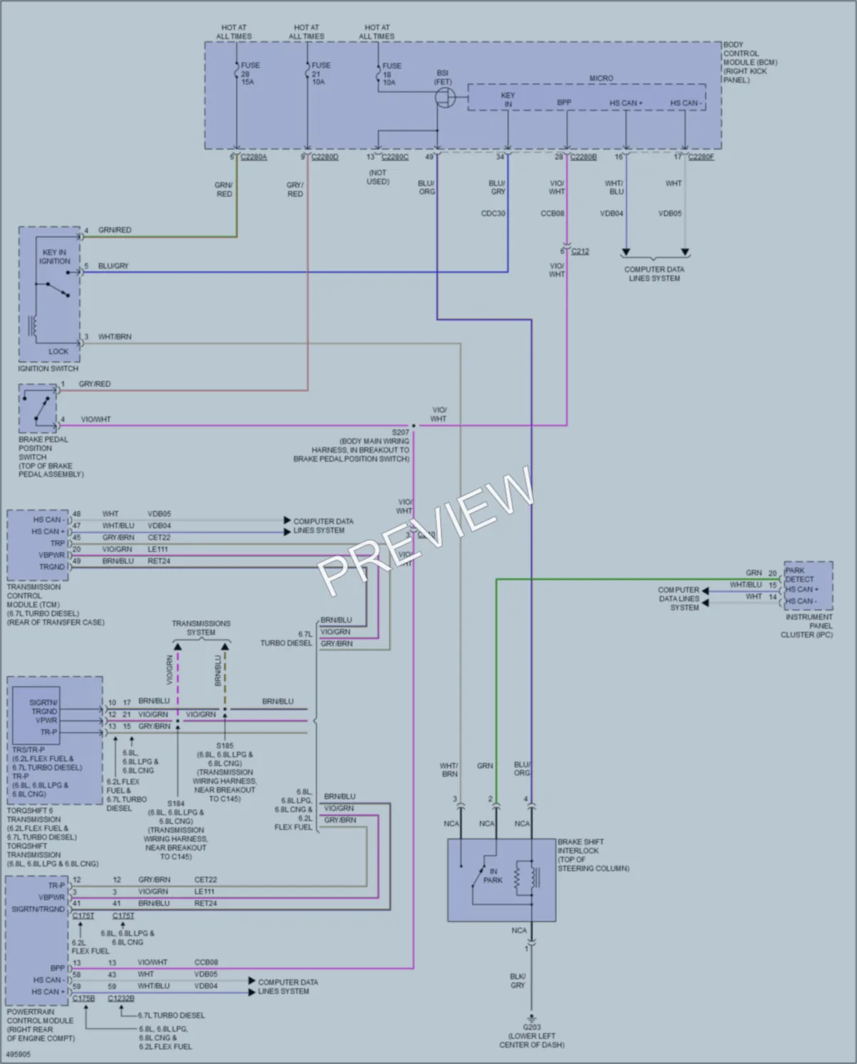 2016 Ford F450SuperDuty Shift Interlock wiring diagram preview