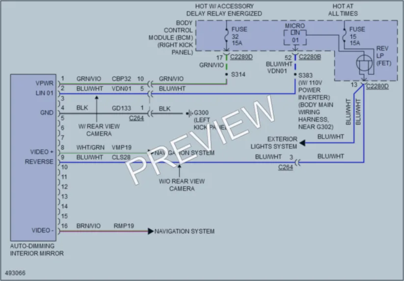 2016 Ford F550ChsCab Power Mirrors wiring diagram preview
