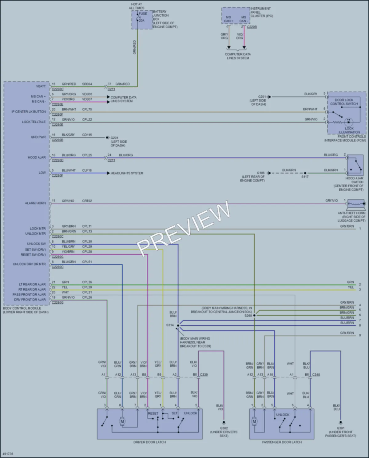 2016 Ford Fiesta Power Door Locks wiring diagram preview
