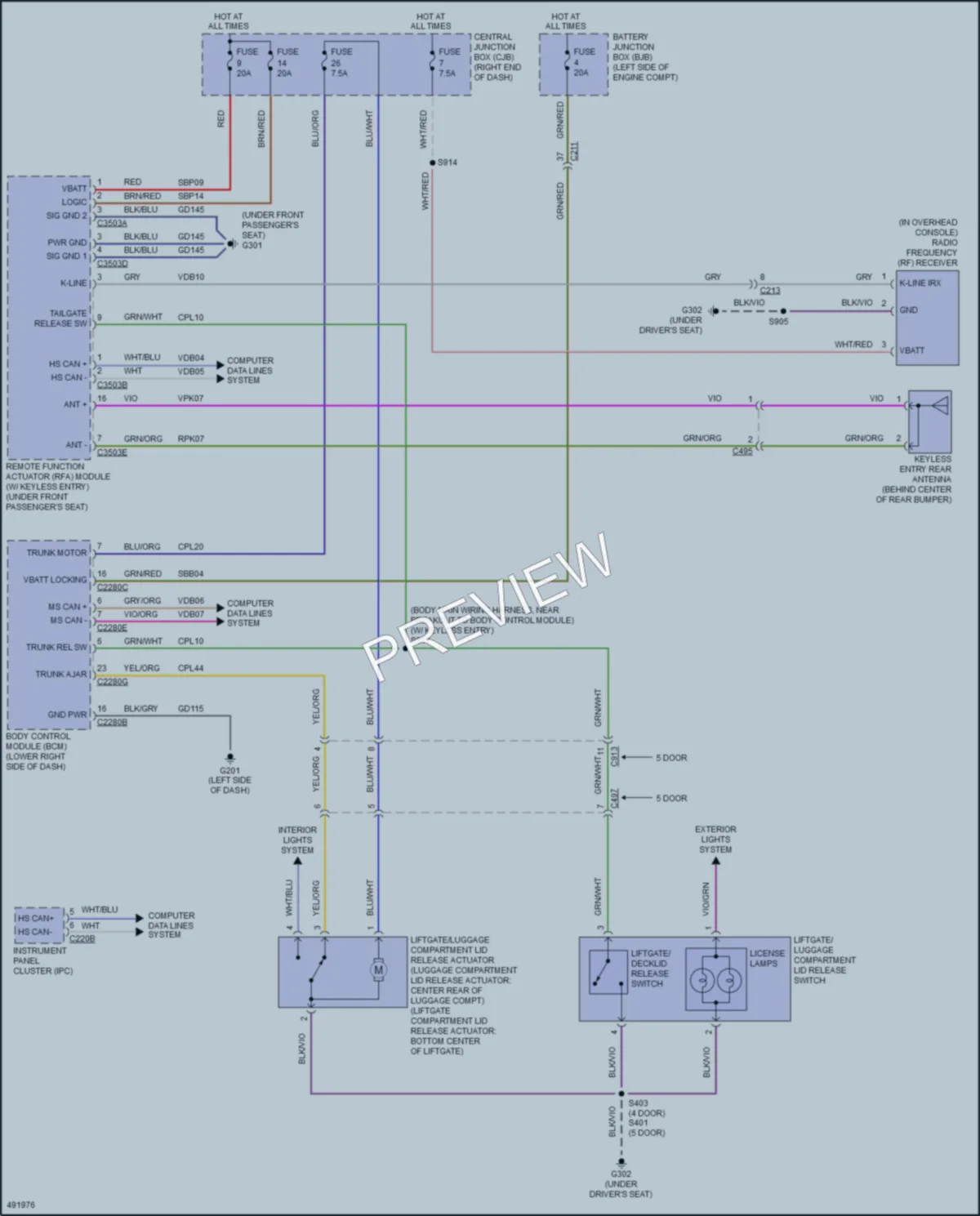 2016 Ford Fiesta Trunk Tailgate Fuel Door wiring diagram preview