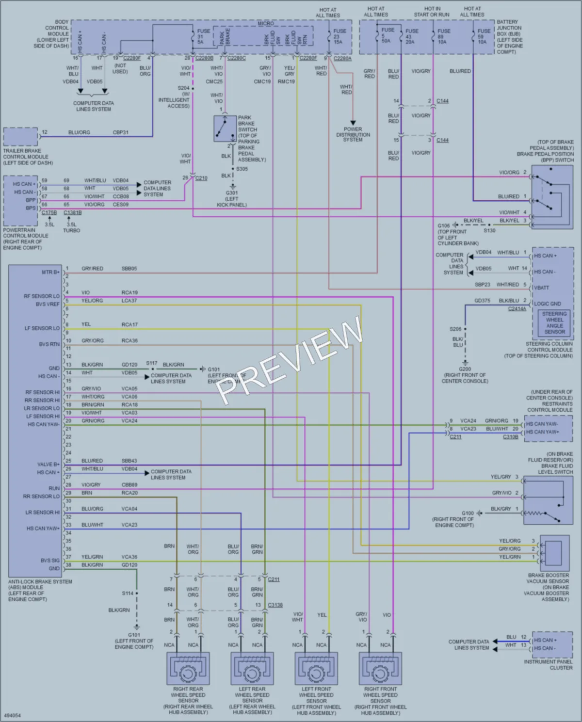 2016 Ford Flex Anti Lock Brakes wiring diagram preview