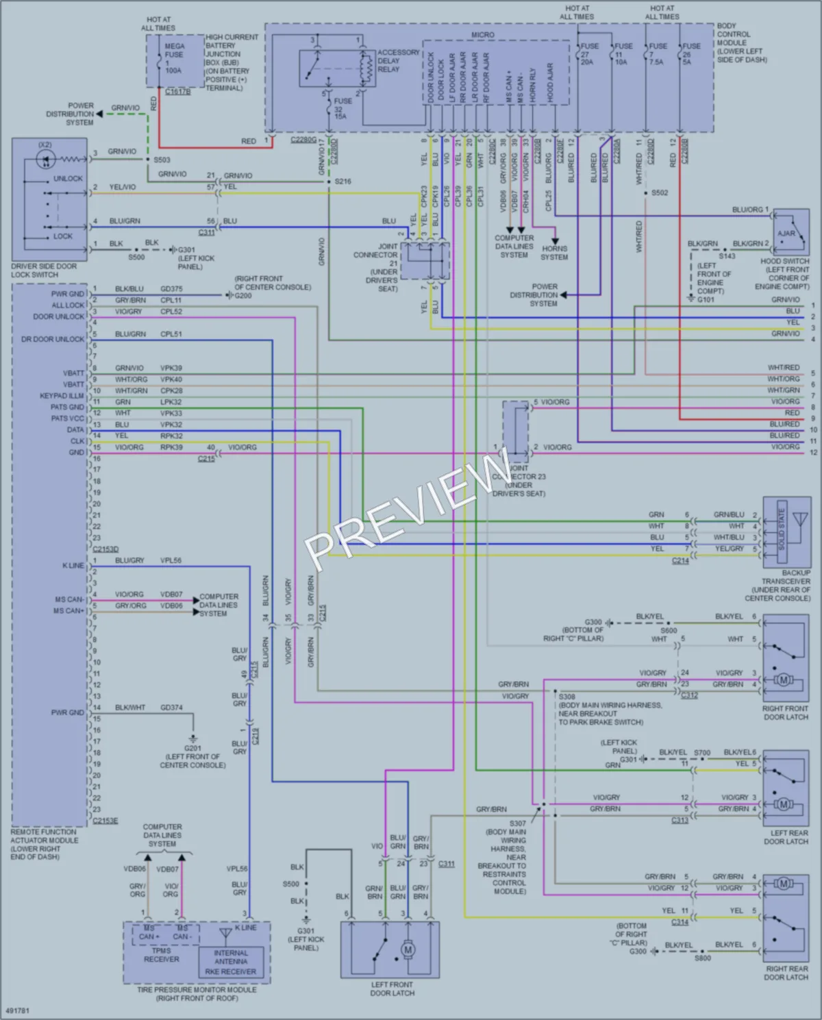 2016 Ford Flex Power Door Locks wiring diagram preview