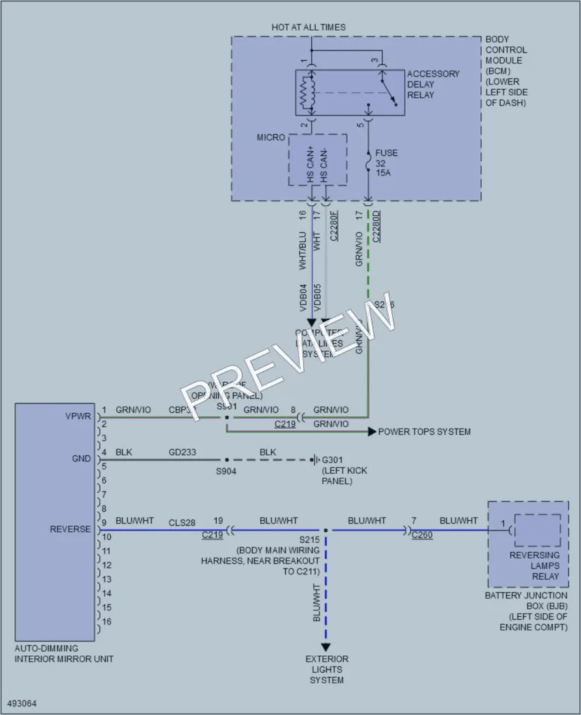 2016 Ford Flex Power Mirrors wiring diagram preview