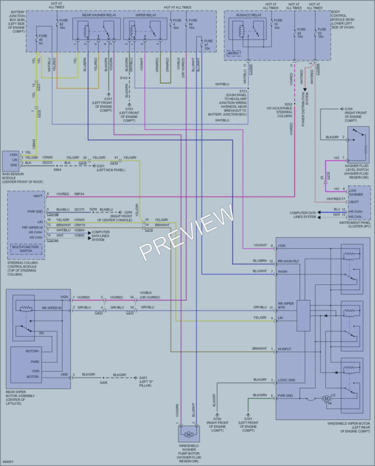 2016 Ford Flex Wiper Washer wiring diagram preview