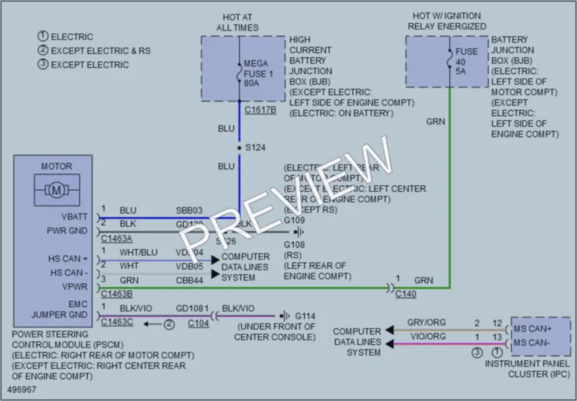 2016 Ford Focus Electronic Power Steering wiring diagram preview