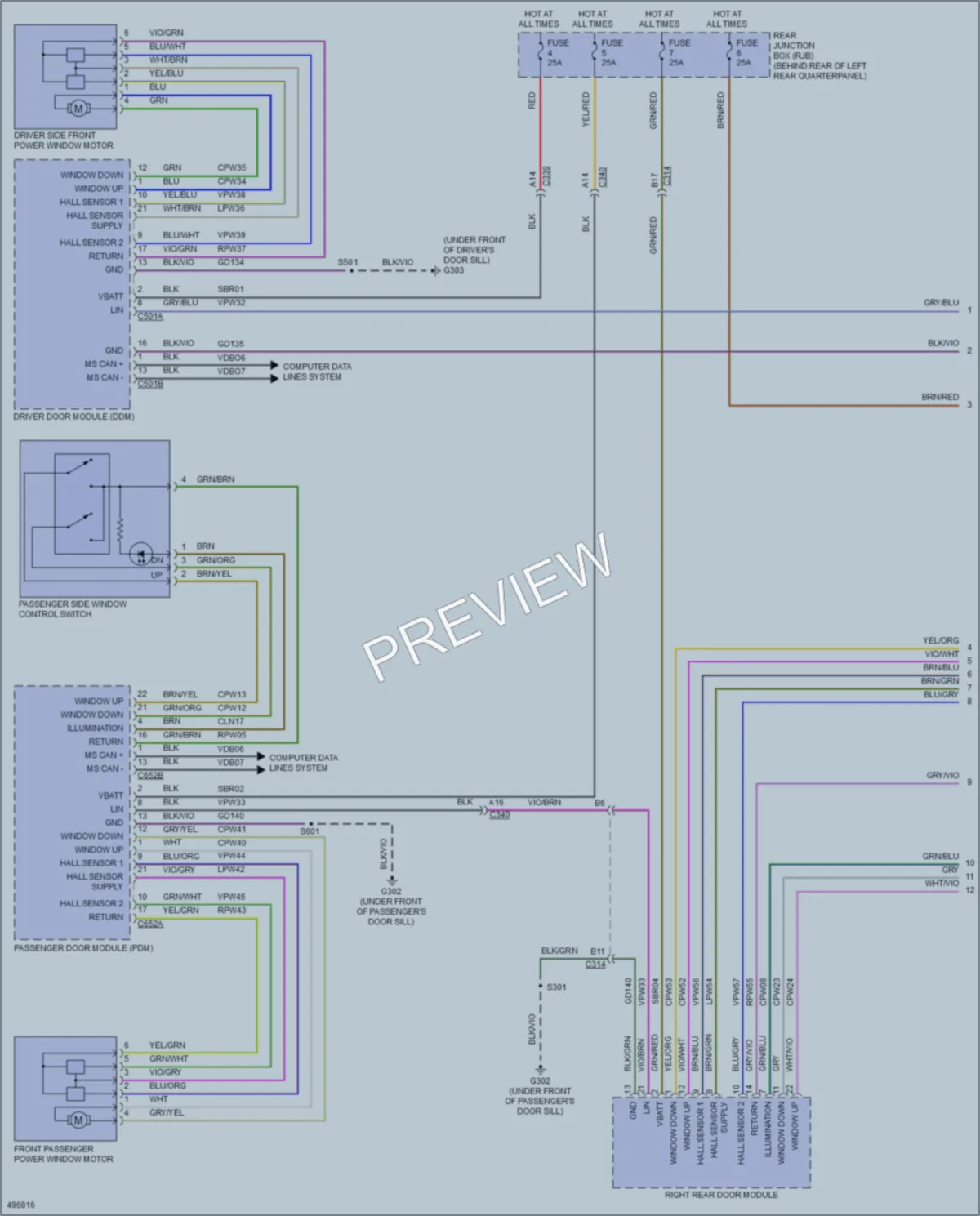 2016 Ford Focus Power Windows wiring diagram preview