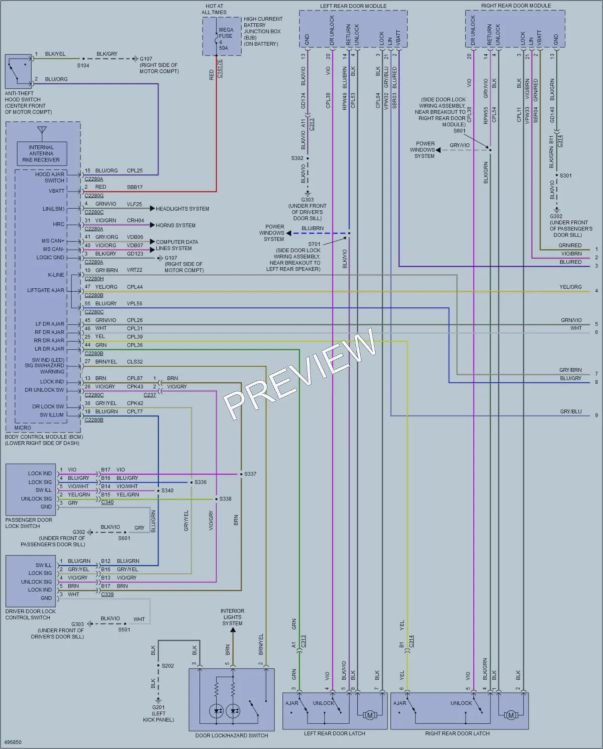 2016 Ford FocusElectric Power Door Locks wiring diagram preview