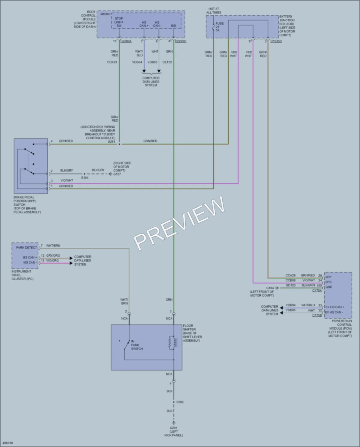 2016 Ford FocusElectric Shift Interlock wiring diagram preview