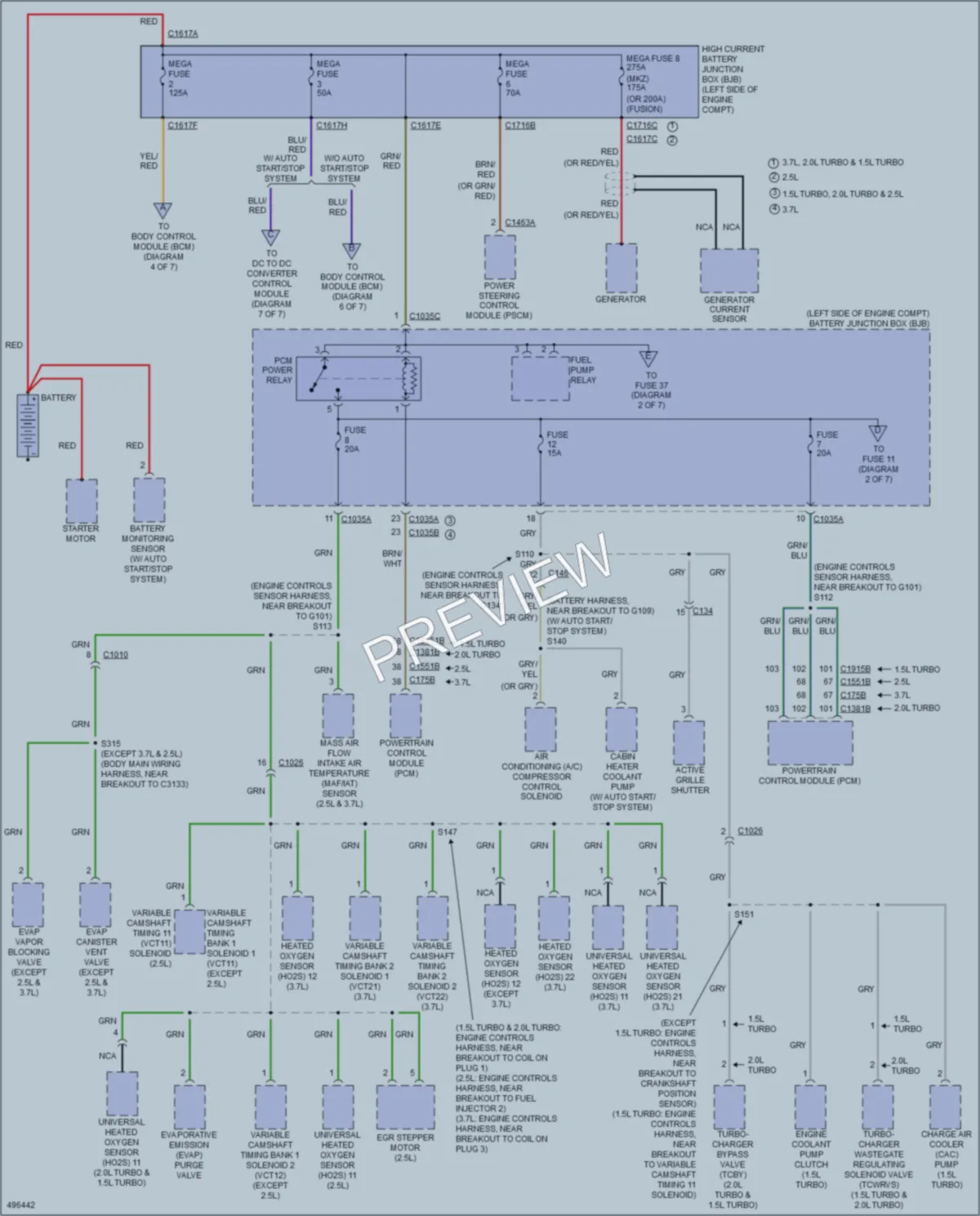 2016 Ford Fusion Power Distribution wiring diagram preview