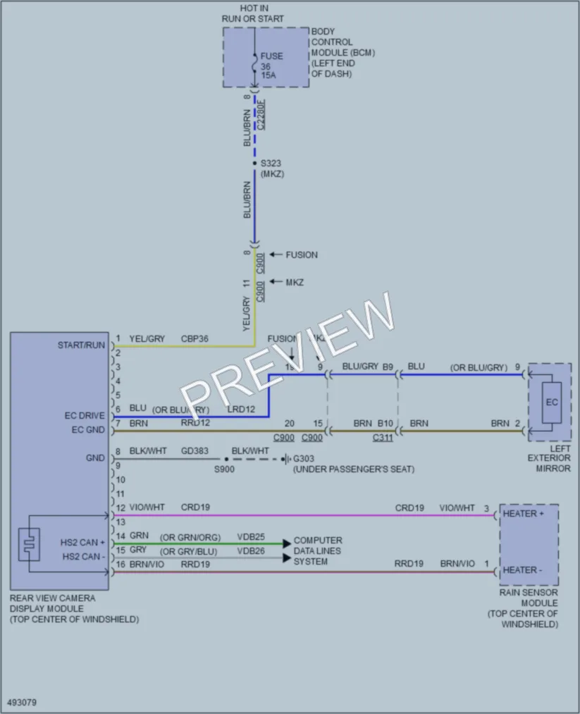 2016 Ford Fusion Power Mirrors wiring diagram preview