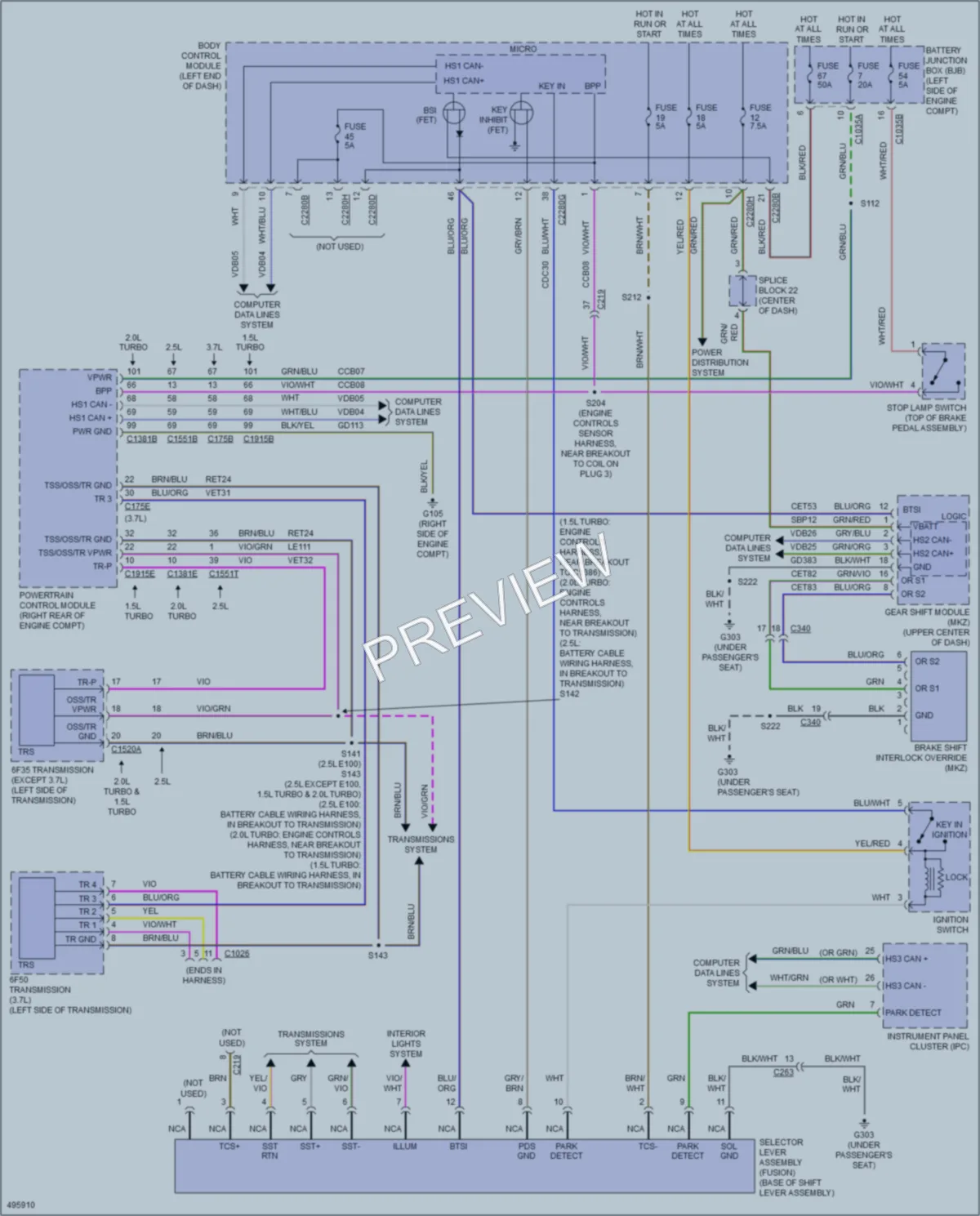 2016 Ford Fusion Shift Interlock wiring diagram preview