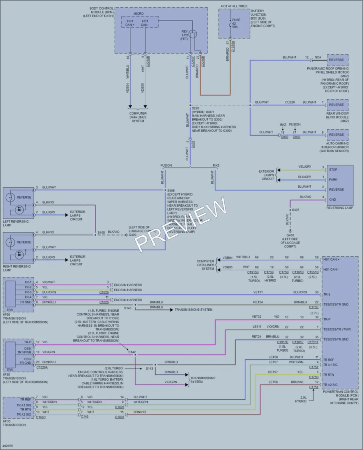 2016 Ford FusionEnergi Exterior Lights wiring diagram preview