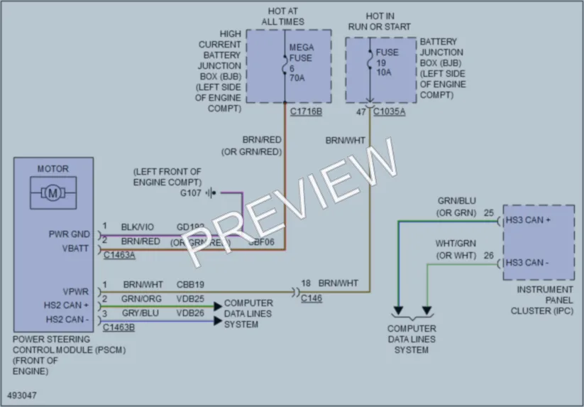 2016 Ford FusionHybrid Electronic Power Steering wiring diagram preview